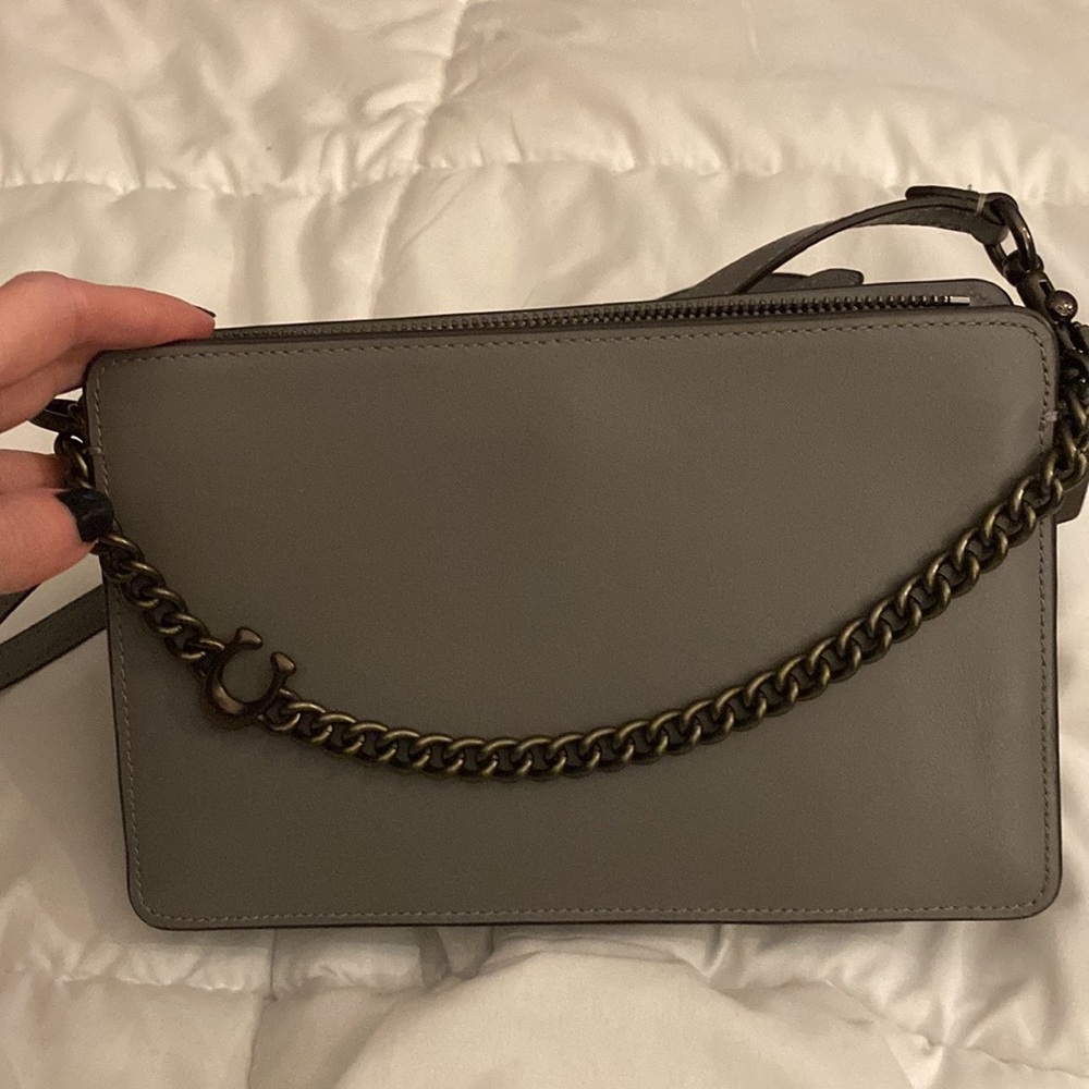 Gray coach chain crossbody